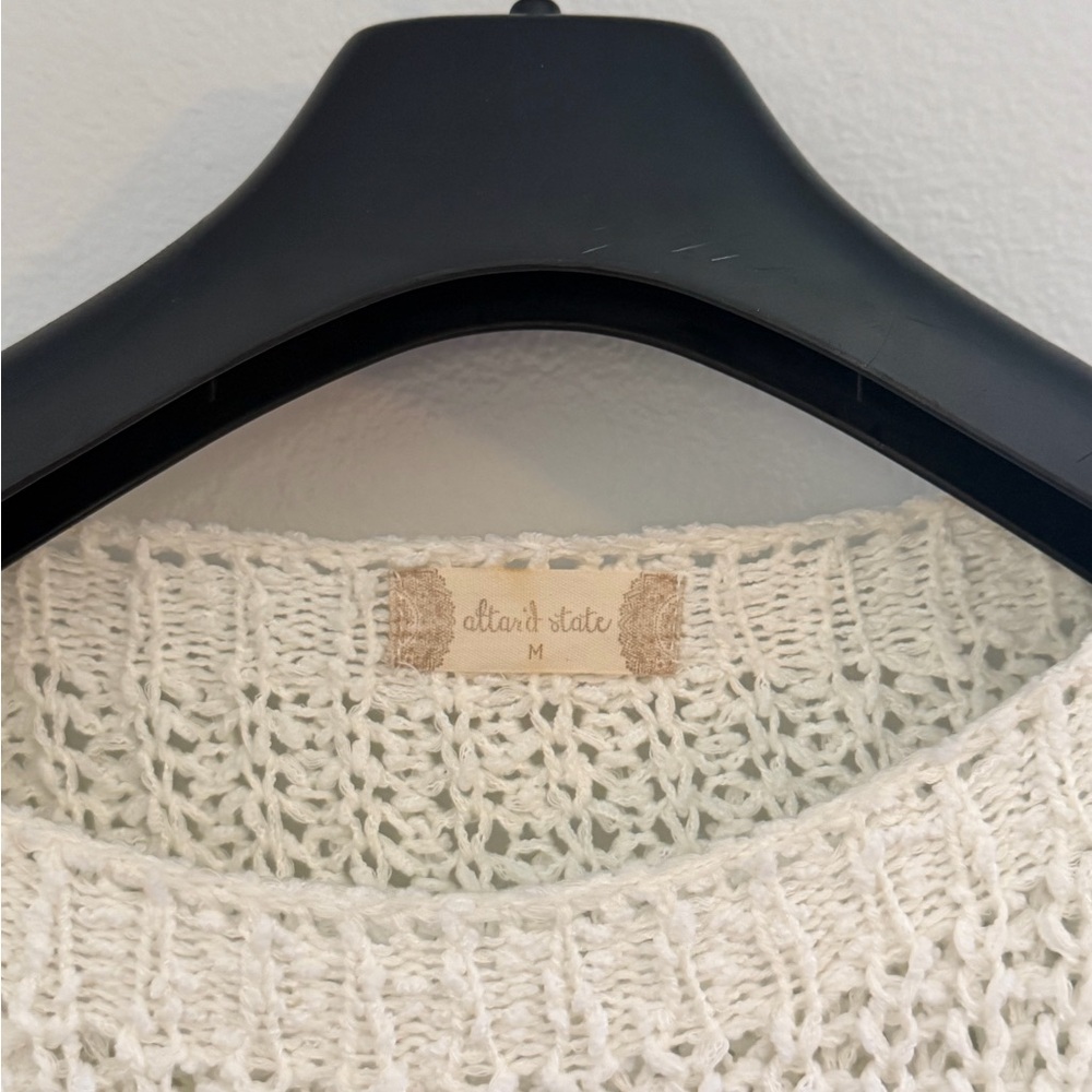 Altar'd State Cream Knitted Fringe Sweater - Picture 2 of 3